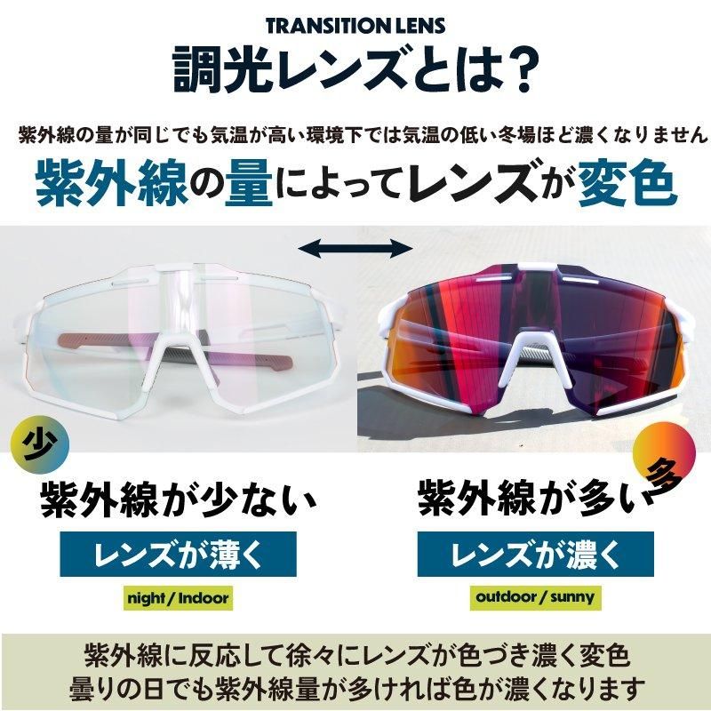 スポーツサングラス | 調光レンズ | UVカット | ミラーレンズ | 大きい