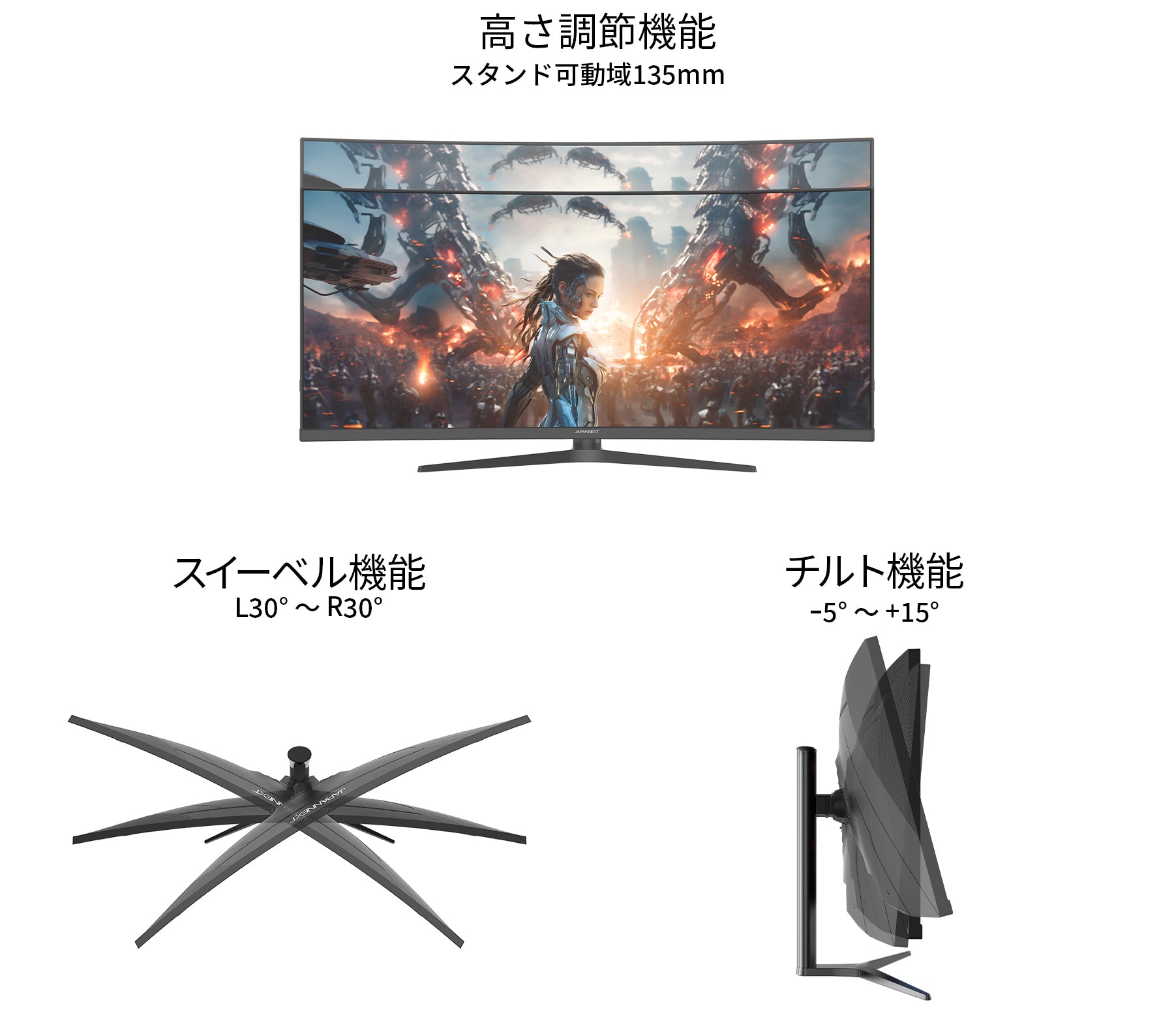 JAPANNEXT 37.5インチ IPS BLACKパネル搭載 144Hz対応 UWQHD＋