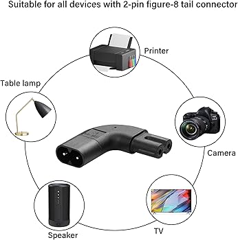 Amazon.com: JSADZKJ IEC 320 C8 to C7 Power Adapter 90 Degree Angle
